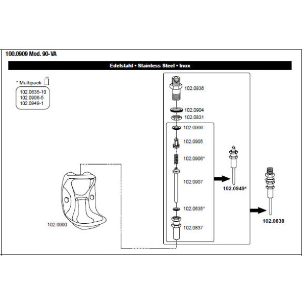 Suevia 100.0909 - Drinkbak model 90 inox 1/2"