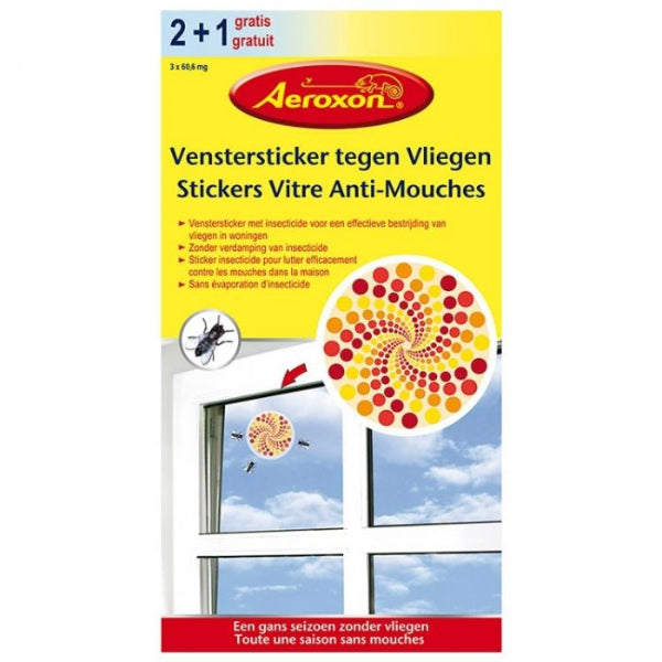 Aeroxon venstersticker voor vliegen - 3 stuks