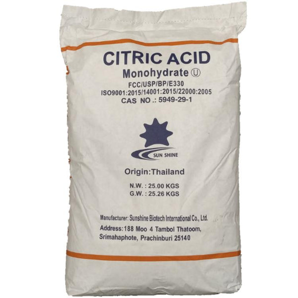 Acide citrique - monohydraté de qualité alimentaire (E 330) - 25 kg